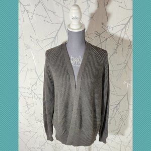 Urban Outfitters Gray Cotton Blend Ribbed Knit Open Front Cardigan